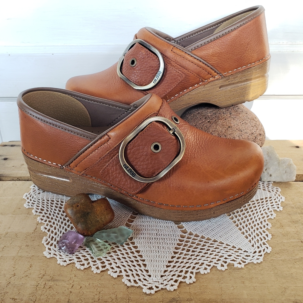 🌿FLASH🌟SALE🌿Tan Dansko Pro Pearson Honey Clogs Tumbled Buckle Boho Prairie ♡ - Picture 7 of 14